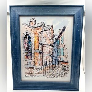Fred Ekman Signed Numbered 17/200 European Church Street Scene Print Framed RARE